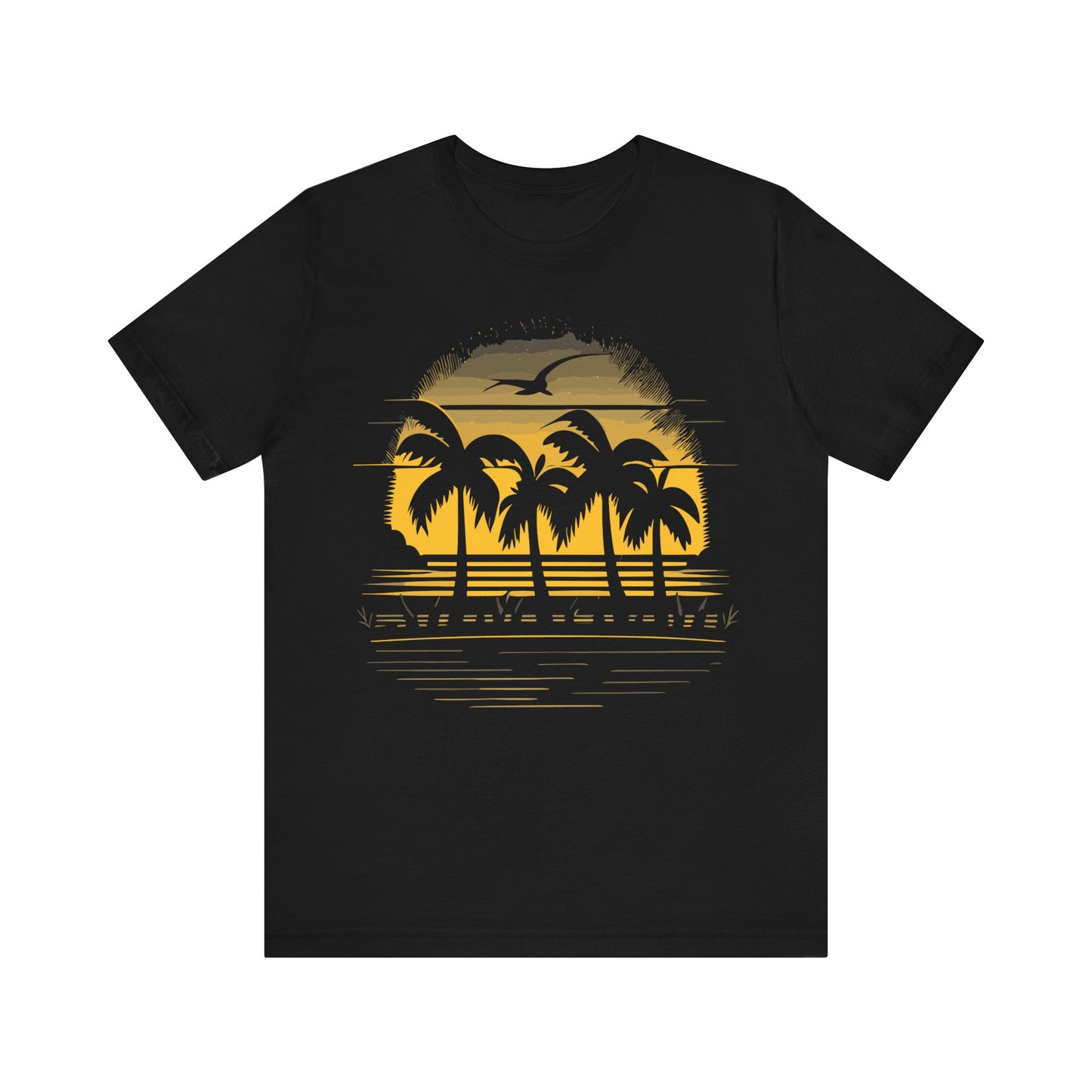 Sunset With Palm Trees T-Shirt, Dark Sunset, Palm Beach T-Shirt