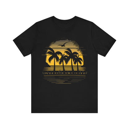 Sunset With Palm Trees T-Shirt, Dark Sunset, Palm Beach T-Shirt