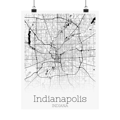 Indianapolis Indiana City Map Matte Vertical Posters