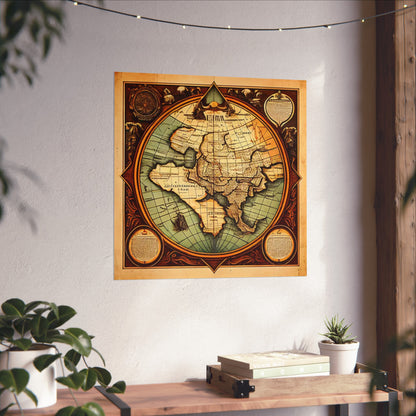 Old Map No: 13 Square Matte Poster, Vintage Poster