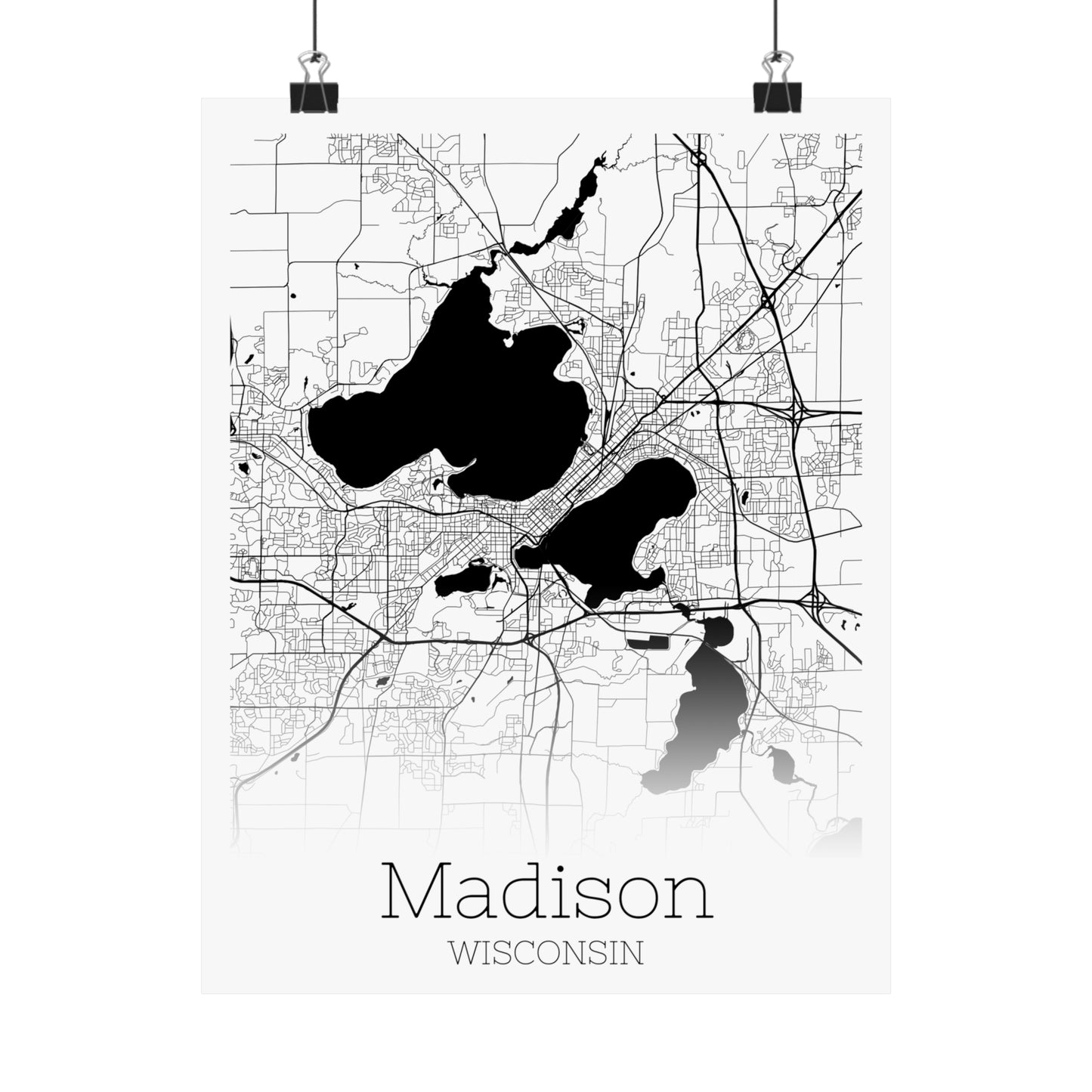 Madison Wisconsin City Map Matte Vertical Posters